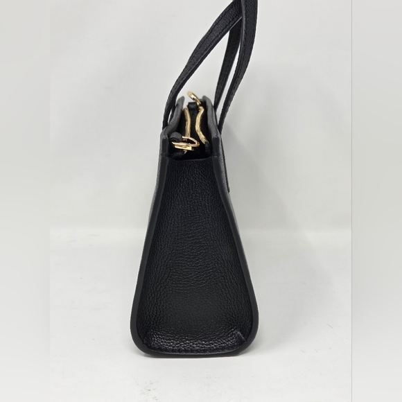 Tory Burch Blake Mini Tote in black pebbled leather. - Picture 3 of 8